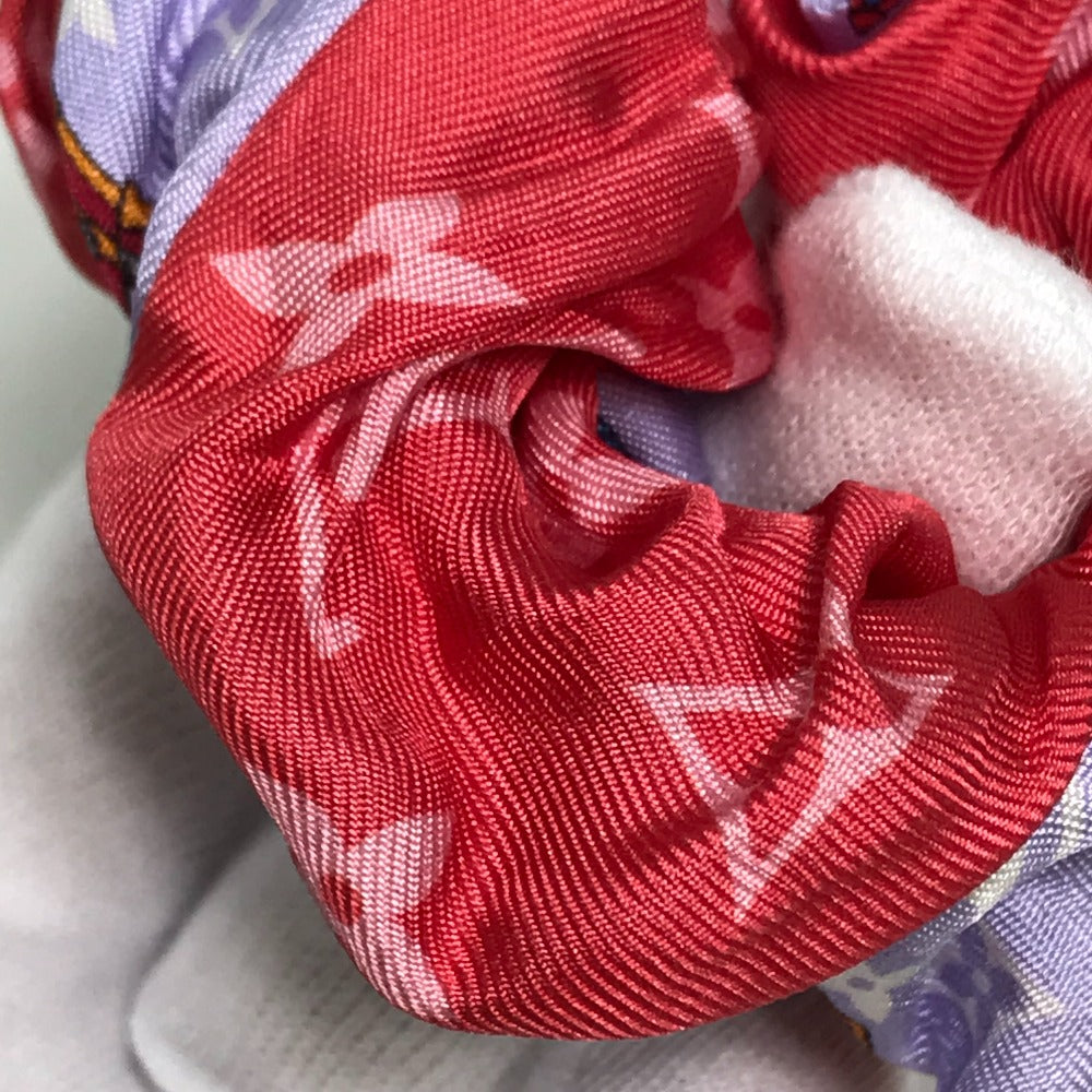 LOUIS VUITTON M77692 Scrunchie Set, Minimal Hair Accessory, Silk Scrunchie, Women's, Red and Purple
