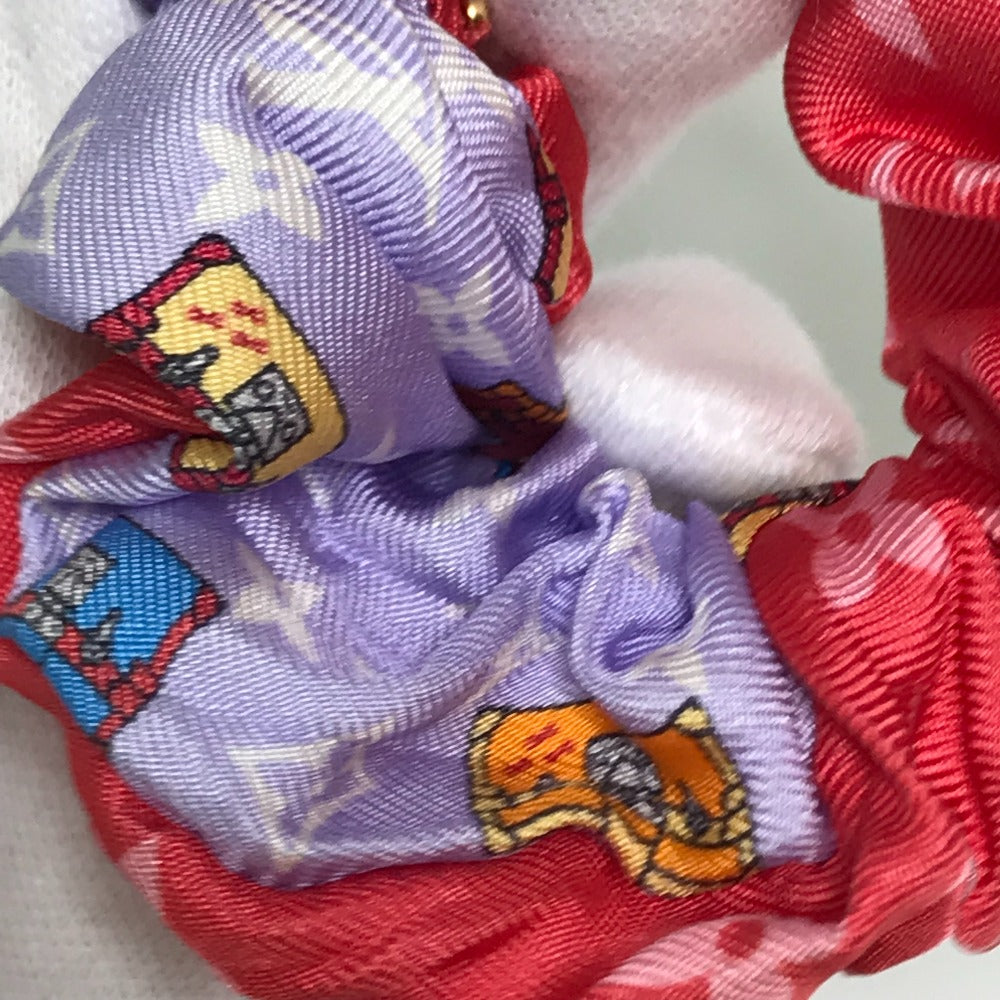 LOUIS VUITTON M77692 Scrunchie Set, Minimal Hair Accessory, Silk Scrunchie, Women's, Red and Purple