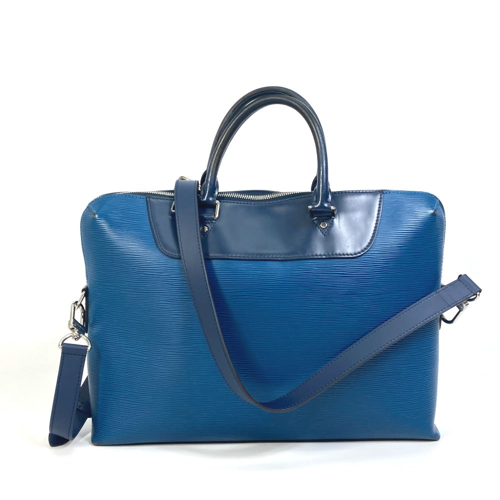 LOUIS VUITTON M51700 ポルトドキュマン ジュール PDJ ハンドバッグ カバン 2WAY ブリーフケース ビジネスバッグ エピレザー メンズ ブルーアズール
