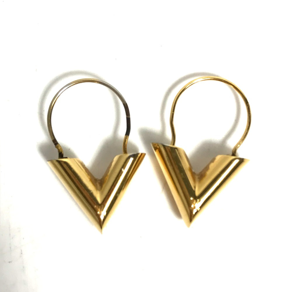 LOUIS VUITTON M61088 ピアス エセンシャル V Vロゴ アクセサリー フープ ピアス メタル レディース ゴールド