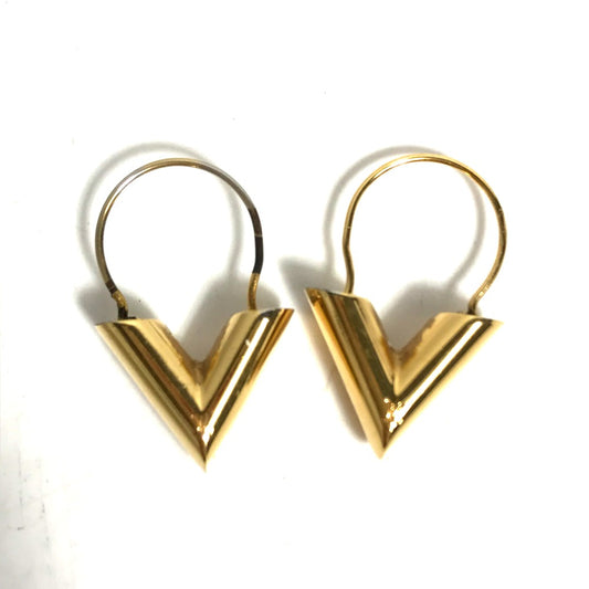 LOUIS VUITTON M61088 ピアス エセンシャル V Vロゴ アクセサリー フープ ピアス メタル レディース ゴールド