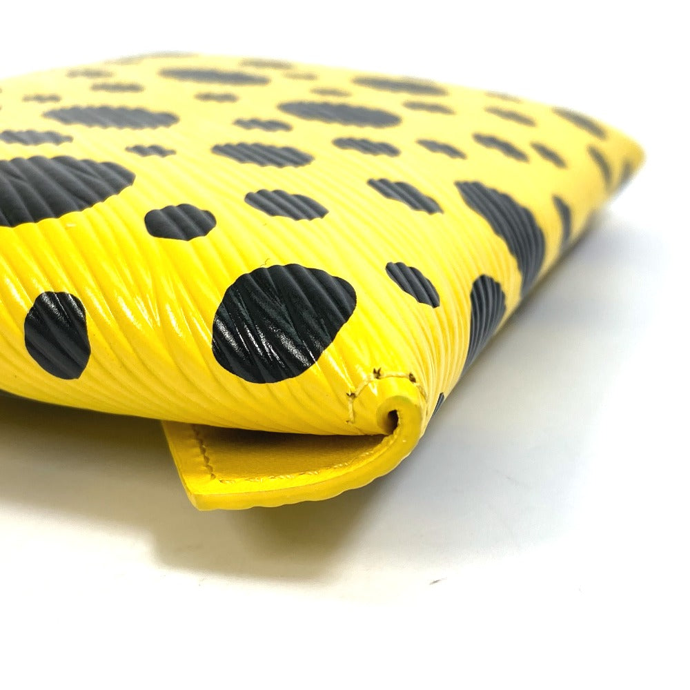 LOUIS VUITTON M81959 イエローレザードットのみ 草間彌生　LV × YK ポシェット・キリガミ キリガミ ポーチ レザー レディース イエロー×ブラック