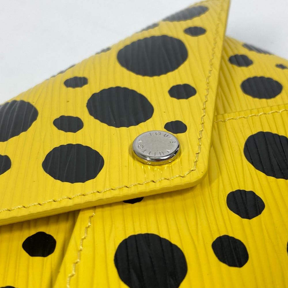 LOUIS VUITTON M81959 イエローレザードットのみ 草間彌生　LV × YK ポシェット・キリガミ キリガミ ポーチ レザー レディース イエロー×ブラック