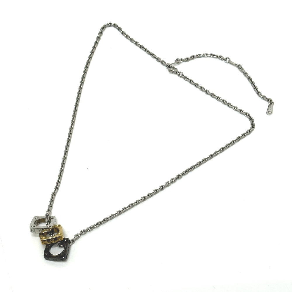 Louis Vuitton M00675 Monogram Rantaian Bold Rantaian Kalung Logam Lelaki Perak X Black X Gold Silver