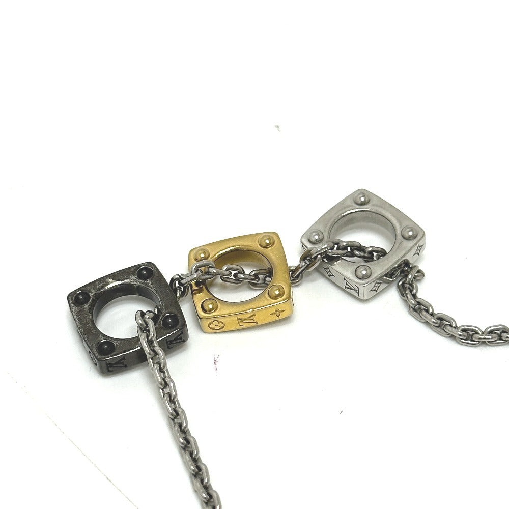 Louis Vuitton M00675 Monogram Rantaian Bold Rantaian Kalung Logam Lelaki Perak X Black X Gold Silver