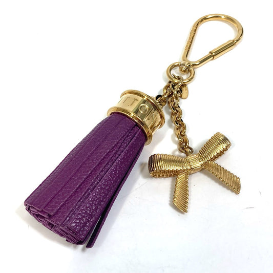 LOUIS VUITTON M65124 タッセル リボン キーリング カバン バッグチャーム キーホルダー レザー レディース パープル