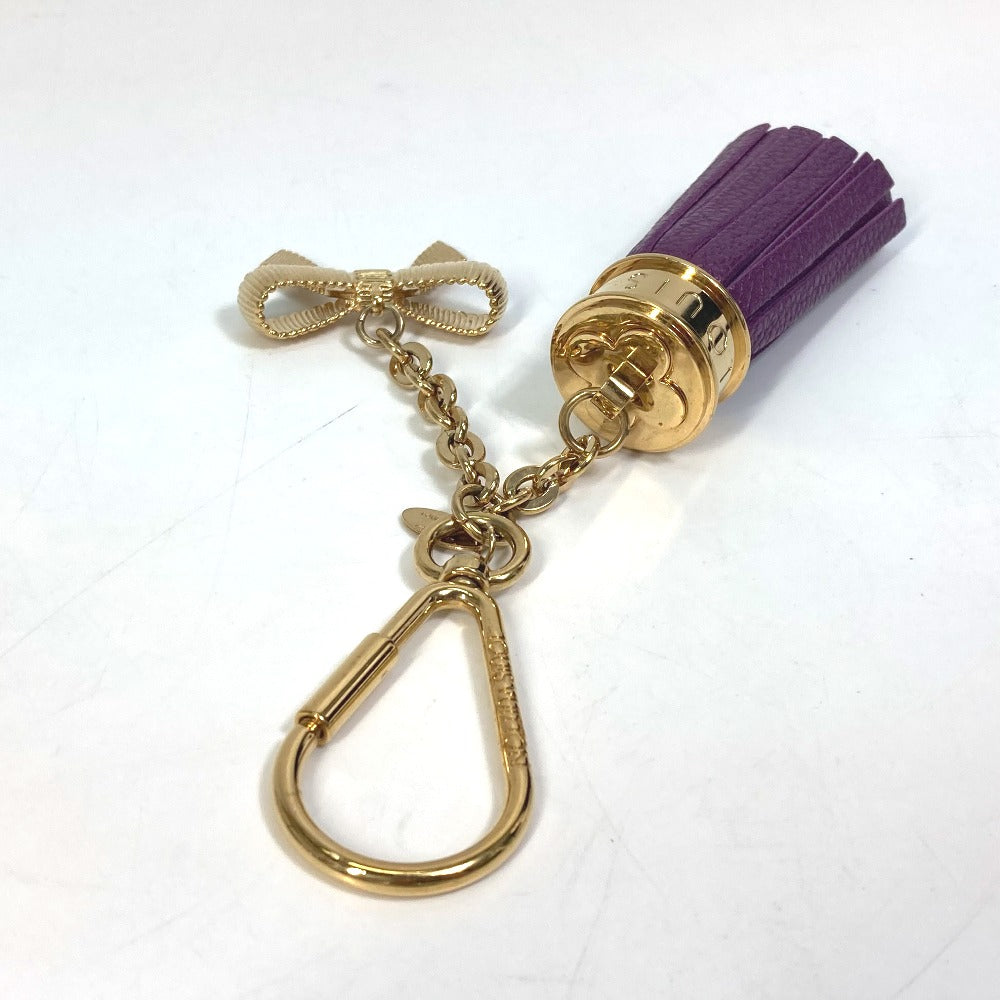 LOUIS VUITTON M65124 タッセル リボン キーリング カバン バッグチャーム キーホルダー レザー レディース パープル