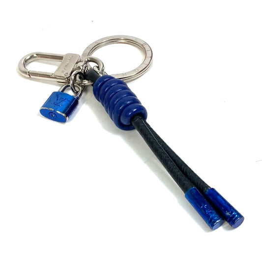 LOUIS VUITTON M61713 ポルトクレ ノット ロック カバン バッグチャーム キーホルダー レザー メンズ ブルー