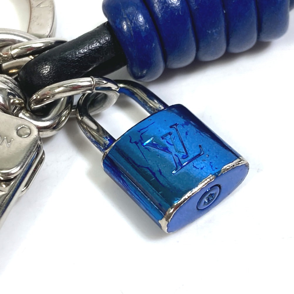 LOUIS VUITTON M61713 ポルトクレ ノット ロック カバン バッグチャーム キーホルダー レザー メンズ ブルー