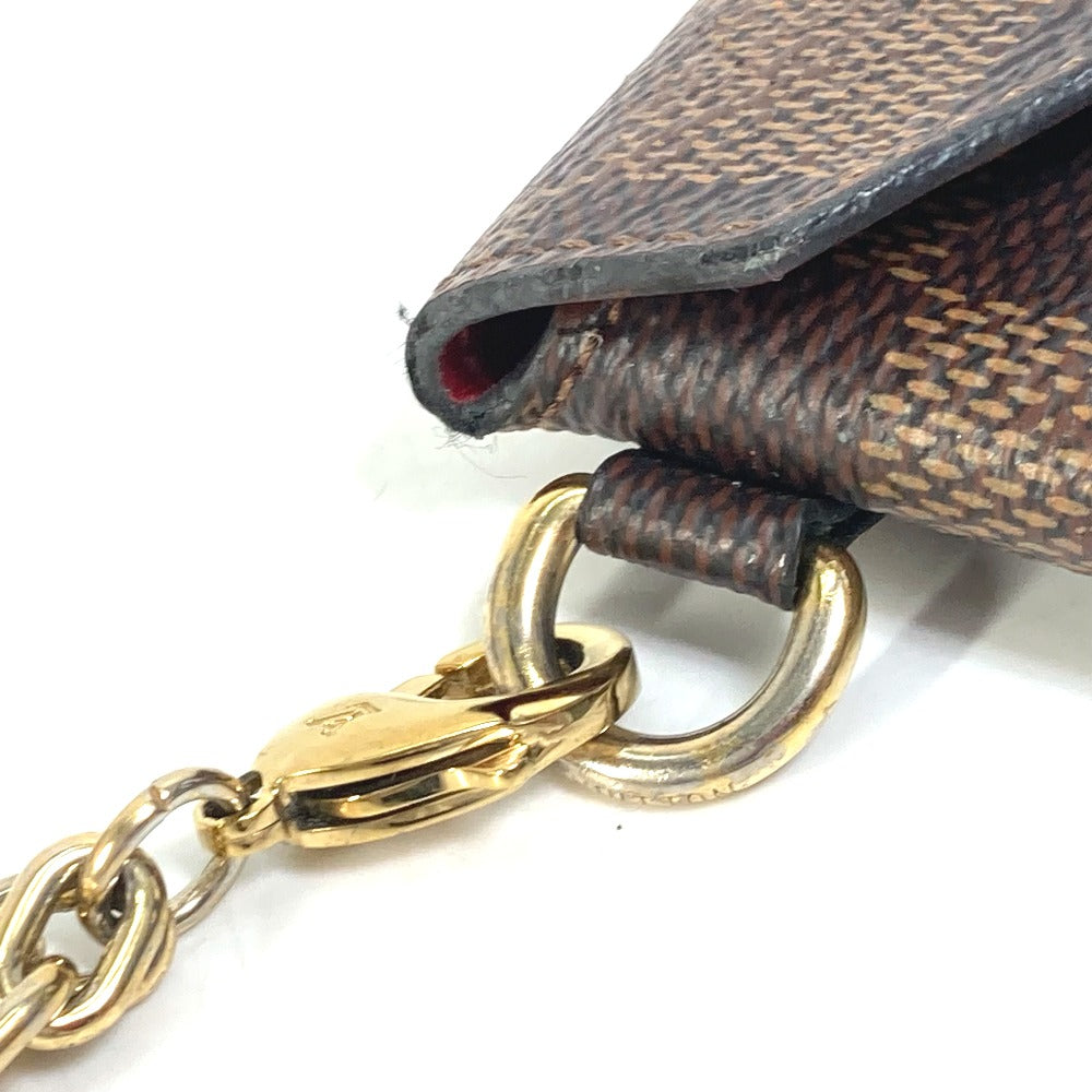 LOUIS VUITTON N60285 ダミエ ポシェット キリガミ チェーンネックレス付き 小銭入れ 財布 コインケース ダミエキャンバス レディース エベヌ ブラウン