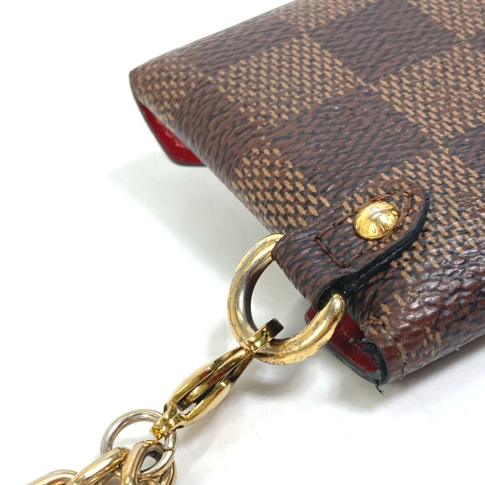 LOUIS VUITTON N60285 ダミエ ポシェット キリガミ チェーンネックレス付き 小銭入れ 財布 コインケース ダミエキャンバス レディース エベヌ ブラウン