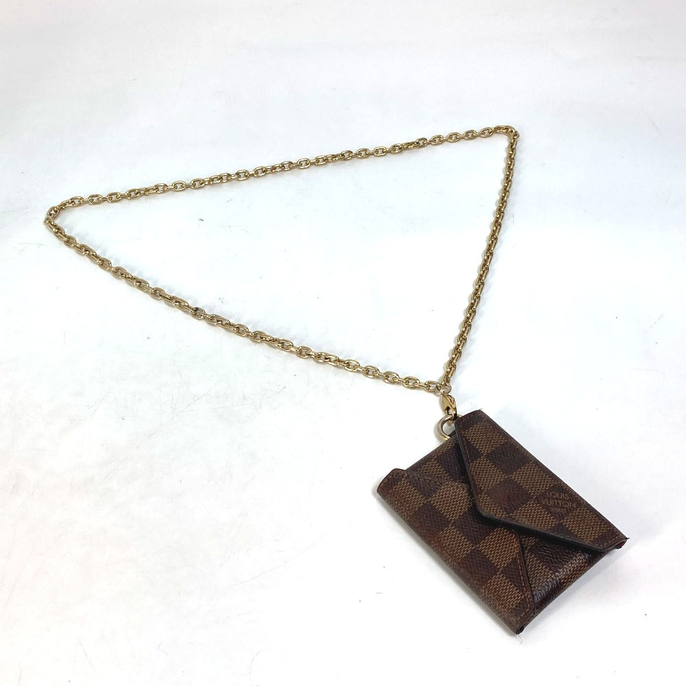 LOUIS VUITTON N60285 ダミエ ポシェット キリガミ チェーンネックレス付き 小銭入れ 財布 コインケース ダミエキャンバス レディース エベヌ ブラウン
