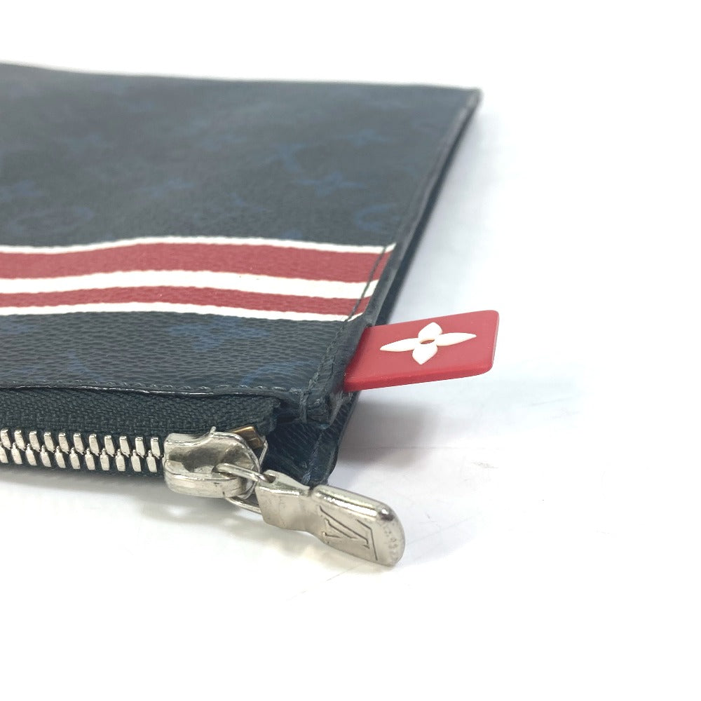 루이비통 M61679 모노그램 코발트 포셰트 줄 GM 스트라이프 백 파우치 클러치 백 캔버스 남성 네이비