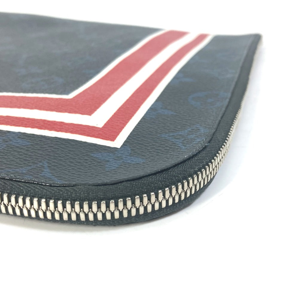 루이비통 M61679 모노그램 코발트 포셰트 줄 GM 스트라이프 백 파우치 클러치 백 캔버스 남성 네이비