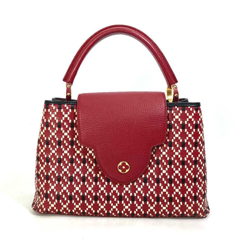 LOUIS VUITTON M42926 Plating LV Signature Capucines PM 2-Way Bag, Leather Handbag, Women's, Ruby Red