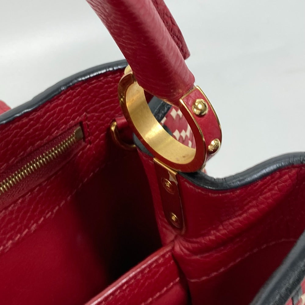 LOUIS VUITTON M42926 Plating LV Signature Capucines PM 2-Way Bag, Leather Handbag, Women's, Ruby Red