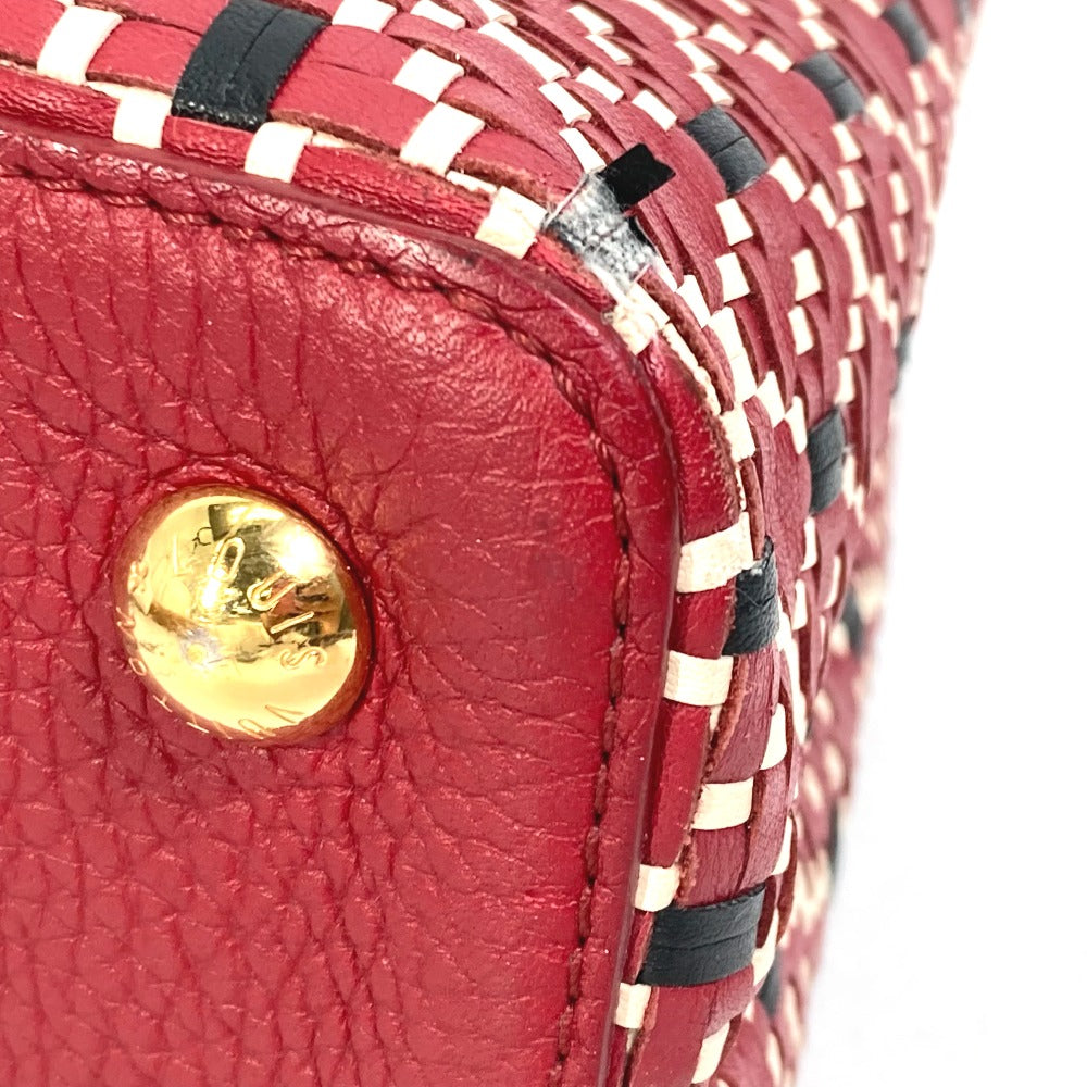 LOUIS VUITTON M42926 Plating LV Signature Capucines PM 2-Way Bag, Leather Handbag, Women's, Ruby Red