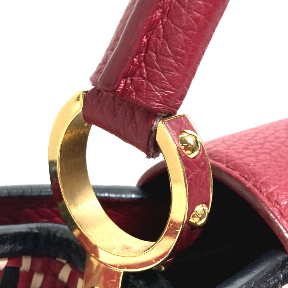 LOUIS VUITTON M42926 Plating LV Signature Capucines PM 2-Way Bag, Leather Handbag, Women's, Ruby Red