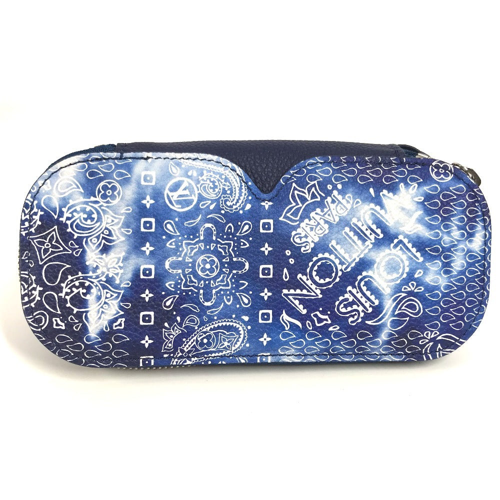 LOUIS VUITTON GI0764 モノグラムバンダナ エテュイ リュネット GM サングラスケース アイウェア メガネ 眼鏡 ポーチ メガネケース レザー ユニセックス ブルー - brandshop-reference