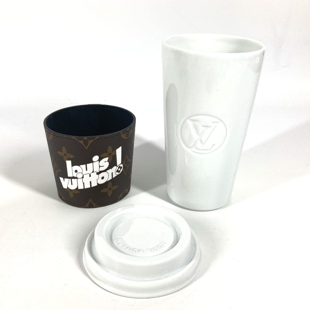 LOUIS VUITTON GI0653 モノグラム カップ ルイ スリーブ付き コップ インテリア タンブラー 陶器 ユニセックス ホワイト - brandshop-reference