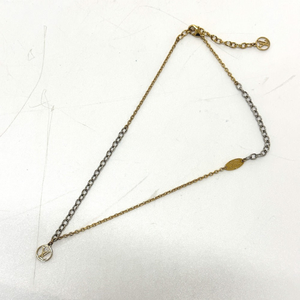 LOUIS VUITTON M68074 Logomania Two-Tone Chain Necklace, Metal, Women's, Gold