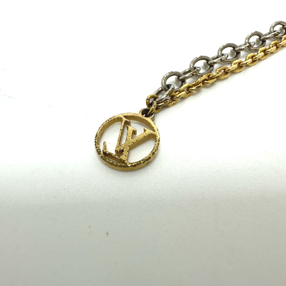 LOUIS VUITTON M68074 Logomania Two-Tone Chain Necklace, Metal, Women's, Gold