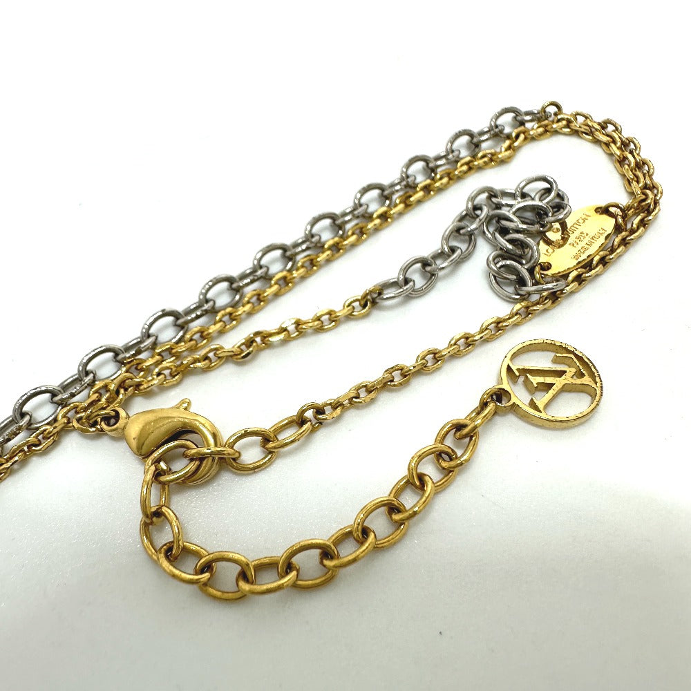 LOUIS VUITTON M68074 Logomania Two-Tone Chain Necklace, Metal, Women's, Gold