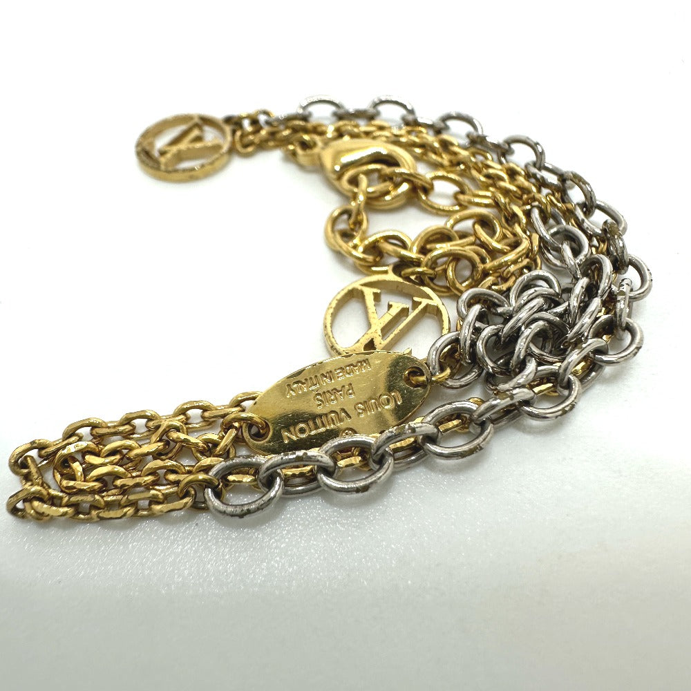LOUIS VUITTON M68074 Logomania Two-Tone Chain Necklace, Metal, Women's, Gold