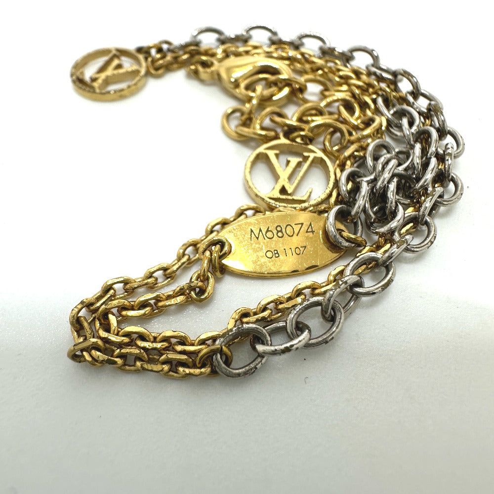 LOUIS VUITTON M68074 Logomania Two-Tone Chain Necklace, Metal, Women's, Gold