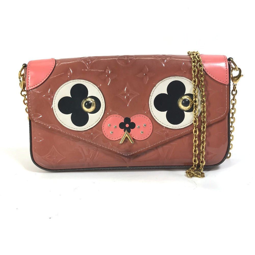 LOUIS VUITTON M62767 Monogram Vernis Pochette Felicie Chain Wallet Long Wallet Shoulder Bag Patent Leather Women's Pink