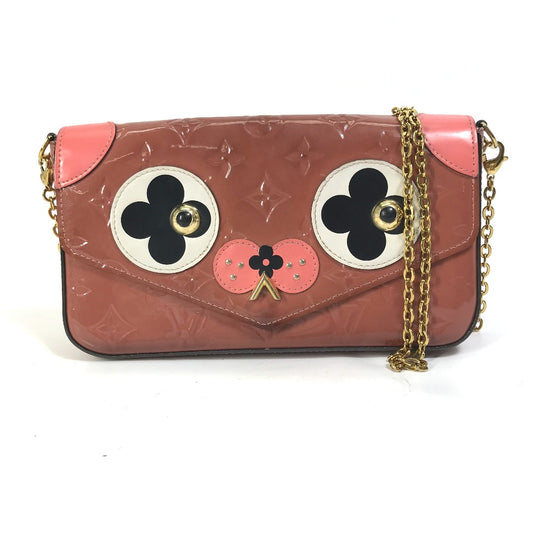 LOUIS VUITTON M62767 Monogram Vernis Pochette Felicie Chain Wallet Long Wallet Shoulder Bag Patent Leather Women's Pink