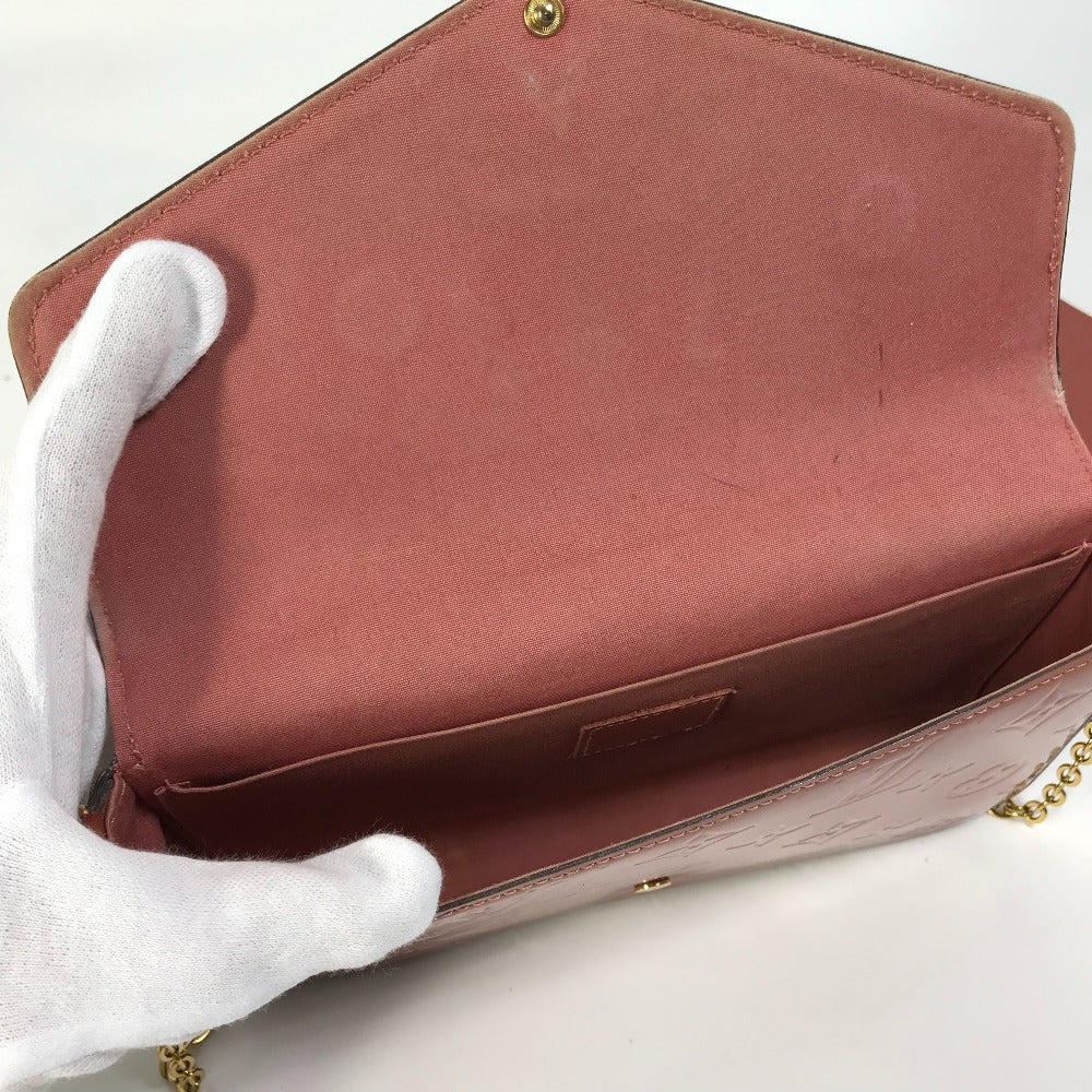 LOUIS VUITTON M62767 Monogram Vernis Pochette Felicie Chain Wallet Long Wallet Shoulder Bag Patent Leather Women's Pink