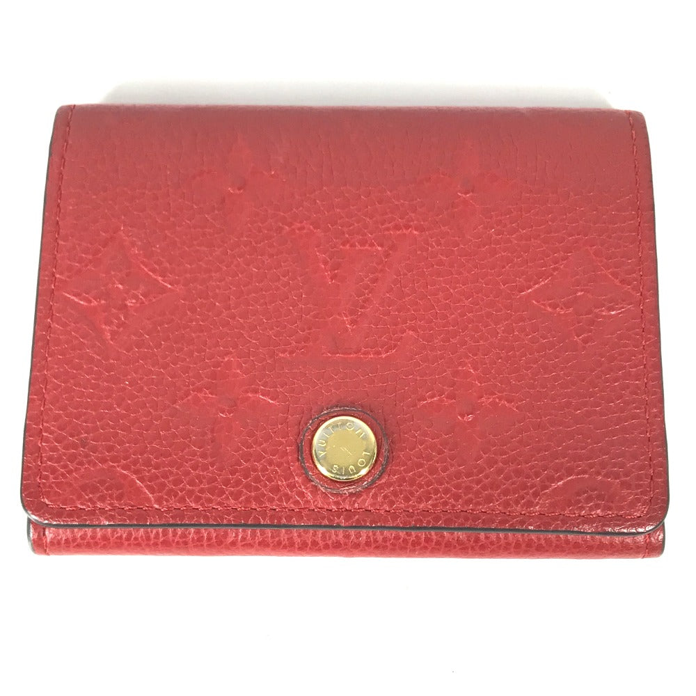 LOUIS VUITTON M58457 Monogram Empreinte Envelope Carte de Visite Bifold Business Card Case, Pass Case, Card Case, Monogram Empreinte Leather, Women's, Cerise, Red