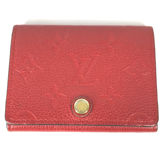 LOUIS VUITTON M58457 Monogram Empreinte Envelope Carte de Visite Bifold Business Card Case, Pass Case, Card Case, Monogram Empreinte Leather, Women's, Cerise, Red