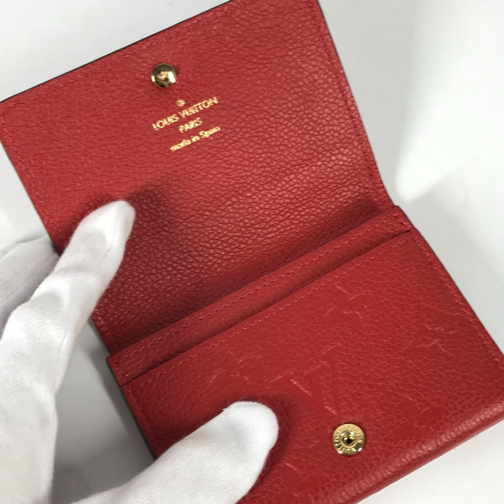LOUIS VUITTON M58457 Monogram Empreinte Envelope Carte de Visite Bifold Business Card Case, Pass Case, Card Case, Monogram Empreinte Leather, Women's, Cerise, Red