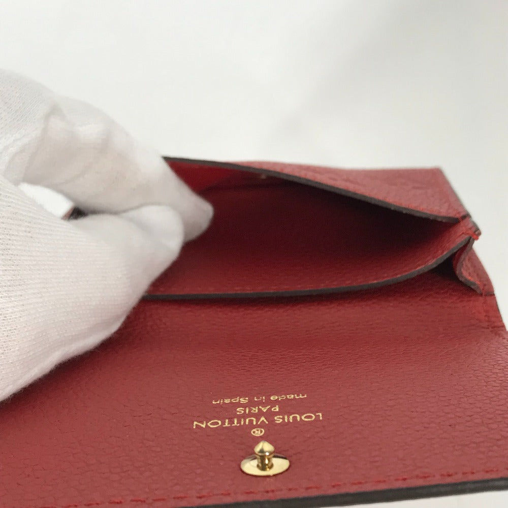LOUIS VUITTON M58457 Monogram Empreinte Envelope Carte de Visite Bifold Business Card Case, Pass Case, Card Case, Monogram Empreinte Leather, Women's, Cerise, Red