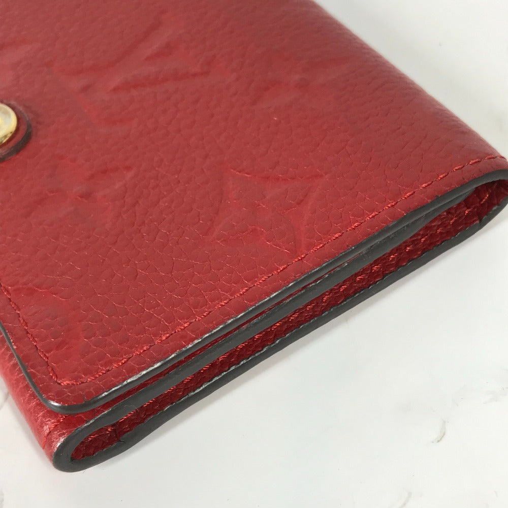 LOUIS VUITTON M58457 Monogram Empreinte Envelope Carte de Visite Bifold Business Card Case, Pass Case, Card Case, Monogram Empreinte Leather, Women's, Cerise, Red
