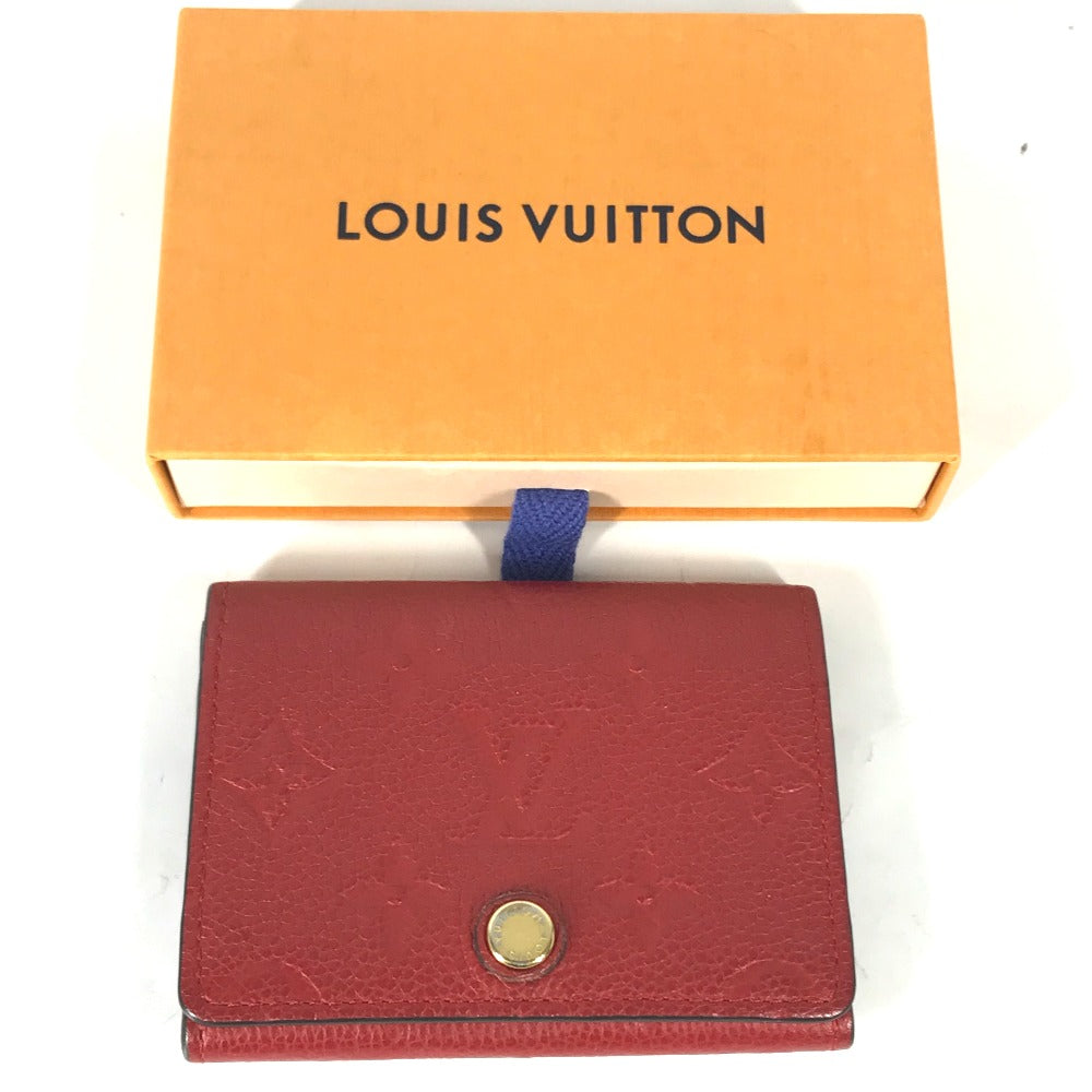 LOUIS VUITTON M58457 Monogram Empreinte Envelope Carte de Visite Bifold Business Card Case, Pass Case, Card Case, Monogram Empreinte Leather, Women's, Cerise, Red