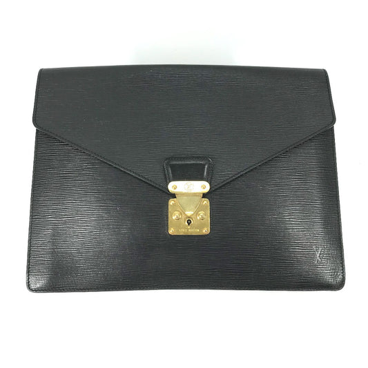 LOUIS VUITTON M54452 Epi Leather Porte-Document Case, Document Case, Clutch Bag, Men's, Noir Black