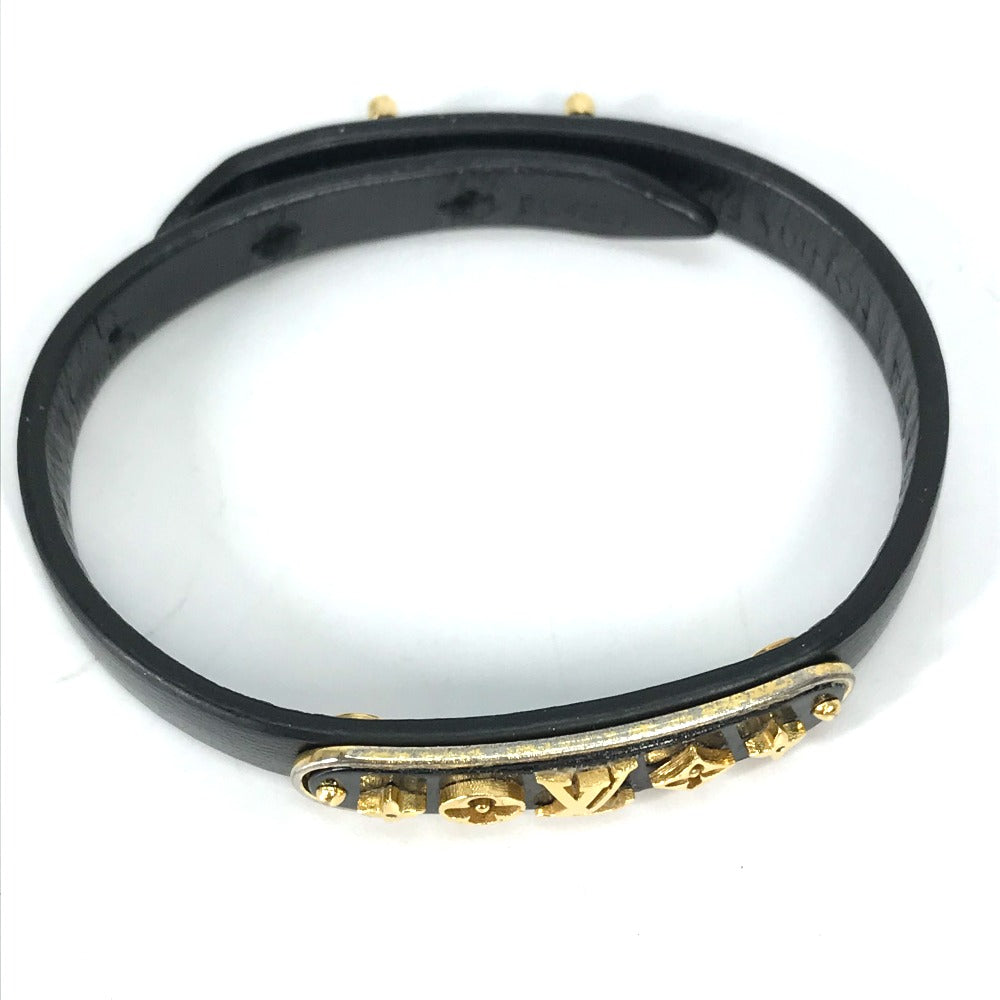 LOUIS VUITTON M8025F Monogram Flower Cruiser Bracelet, Leather Bangle Bracelet, Black, Women's