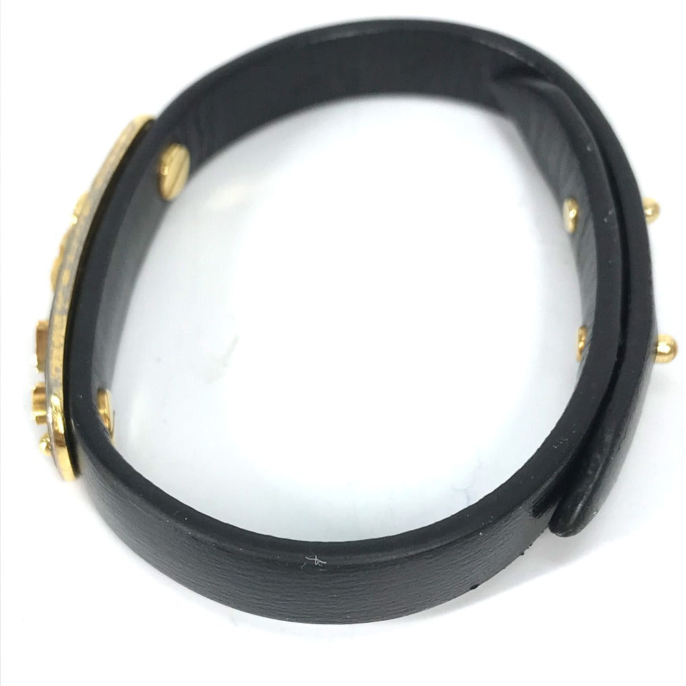 LOUIS VUITTON M8025F Monogram Flower Cruiser Bracelet, Leather Bangle Bracelet, Black, Women's