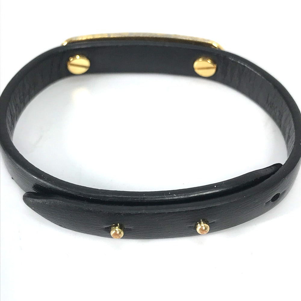 LOUIS VUITTON M8025F Monogram Flower Cruiser Bracelet, Leather Bangle Bracelet, Black, Women's