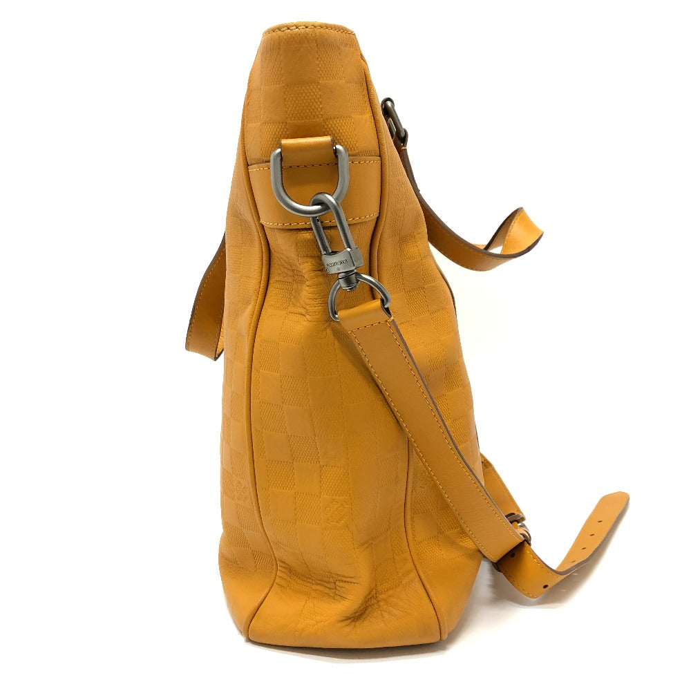 LOUIS VUITTON N41228 Damier Infini Tadao 2-Way Tote Bag in Damier Infini Leather, Men's Solar Yellow
