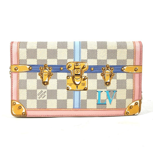 LOUIS VUITTON N60108 ダミエアズール サマートランク ポシェット ウィークエンド チェーンウォレット カバン 斜め掛け ショルダーバッグ 長財布 ダミエアズールキャンバス レディース ホワイト