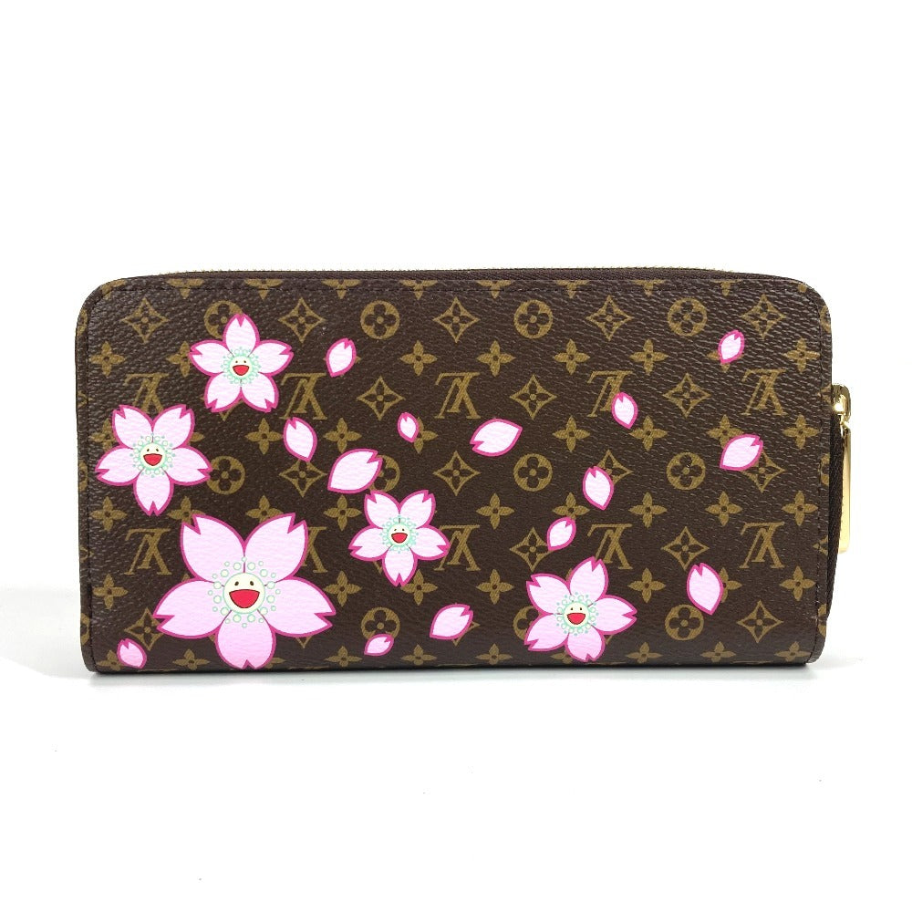LOUIS VUITTON M13433 村上隆 モノグラム LV × TM ジッピー・ウォレット チェリーブロッサム  桜 ラウンドファスナー 長財布 モノグラムキャンバス レディース ブラウン - brandshop-reference