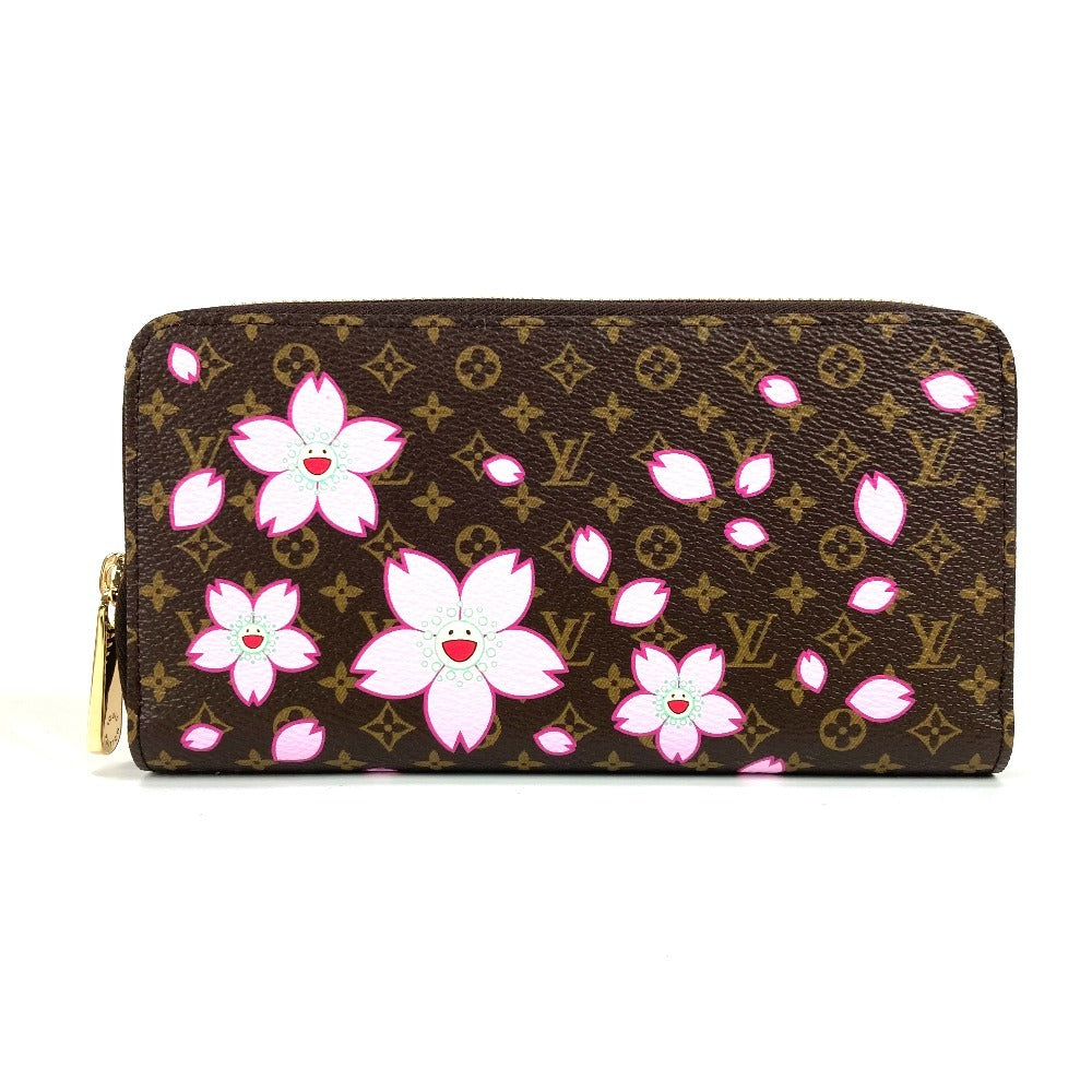 LOUIS VUITTON M13433 村上隆 モノグラム LV × TM ジッピー・ウォレット チェリーブロッサム 桜 ラウンドファスナー 長財布 モノグラムキャンバス レディース ブラウン - brandshop-reference