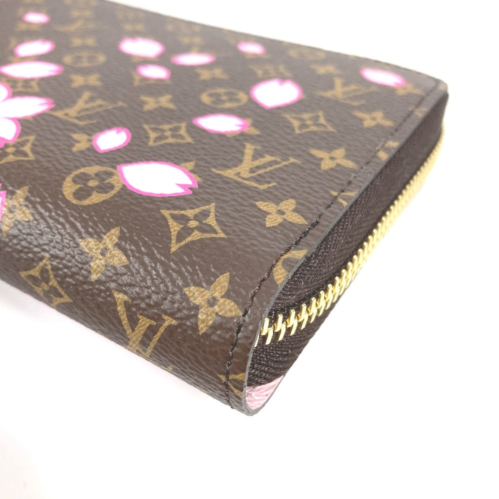 LOUIS VUITTON M13433 무라카미 타카시 모노그램 LV × TM 지피 지갑 장 지갑 벚꽃 장 지갑 모노그램 캔버스 여성 브라운