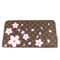 LOUIS VUITTON M13433 무라카미 타카시 모노그램 LV × TM 지피 지갑 장 지갑 벚꽃 장 지갑 모노그램 캔버스 여성 브라운