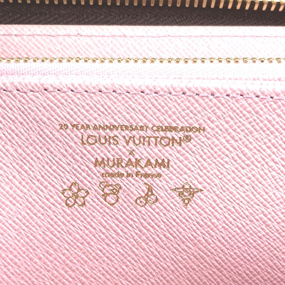 LOUIS VUITTON M13433 무라카미 타카시 모노그램 LV × TM 지피 지갑 장 지갑 벚꽃 장 지갑 모노그램 캔버스 여성 브라운