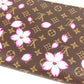 LOUIS VUITTON M13433 무라카미 타카시 모노그램 LV × TM 지피 지갑 장 지갑 벚꽃 장 지갑 모노그램 캔버스 여성 브라운